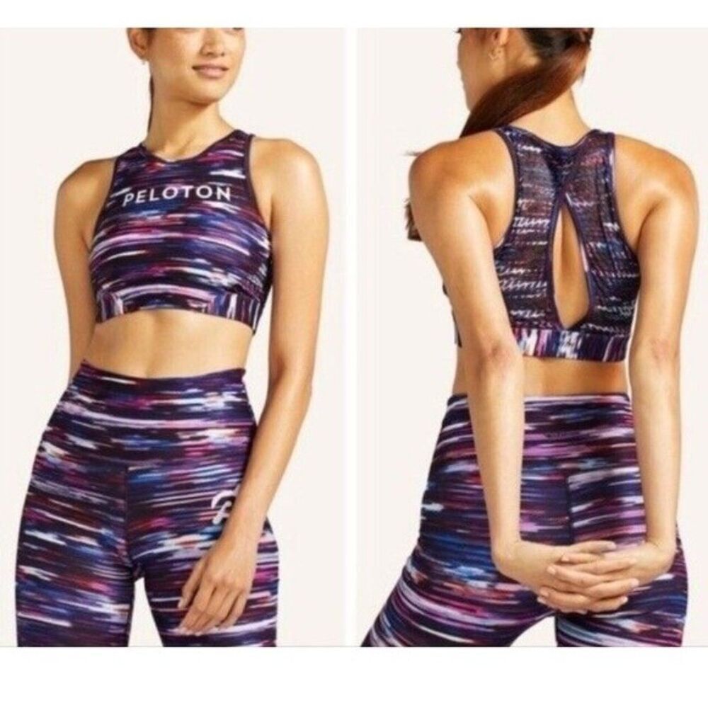 Peloton Sports Bra Printed Melody High Neck Crop Top Breathable S